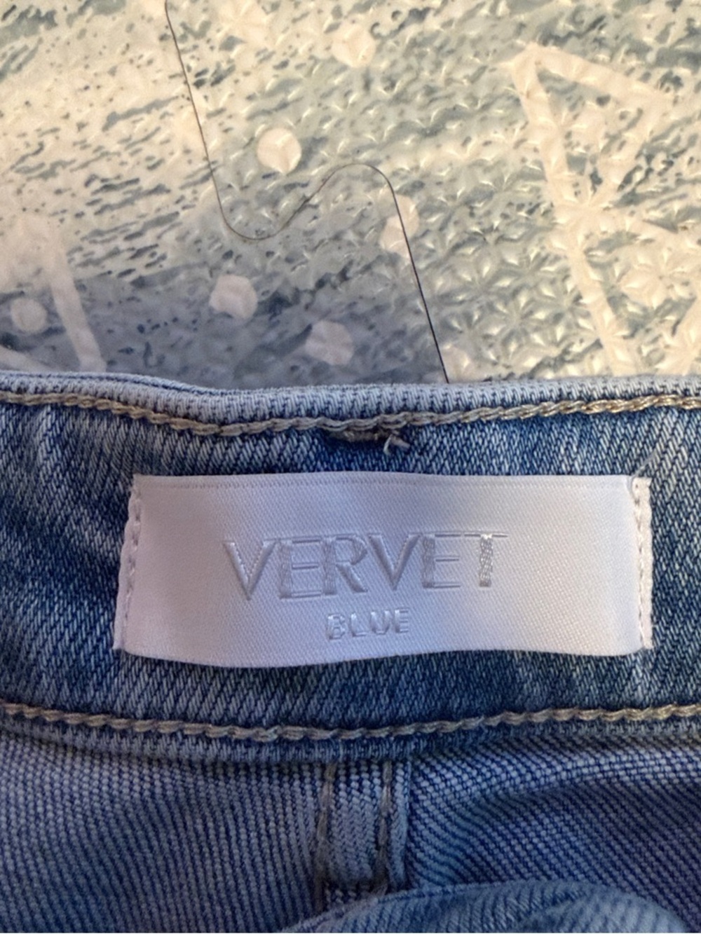 Vervet Blue Denim Jean Shorts with Raw Hem - Picture 3 of 3
